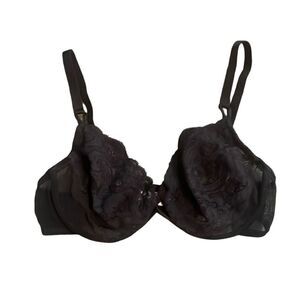 Vintage Victorias Secret Gold Label Unlined Demi Bra Black Lace 36C